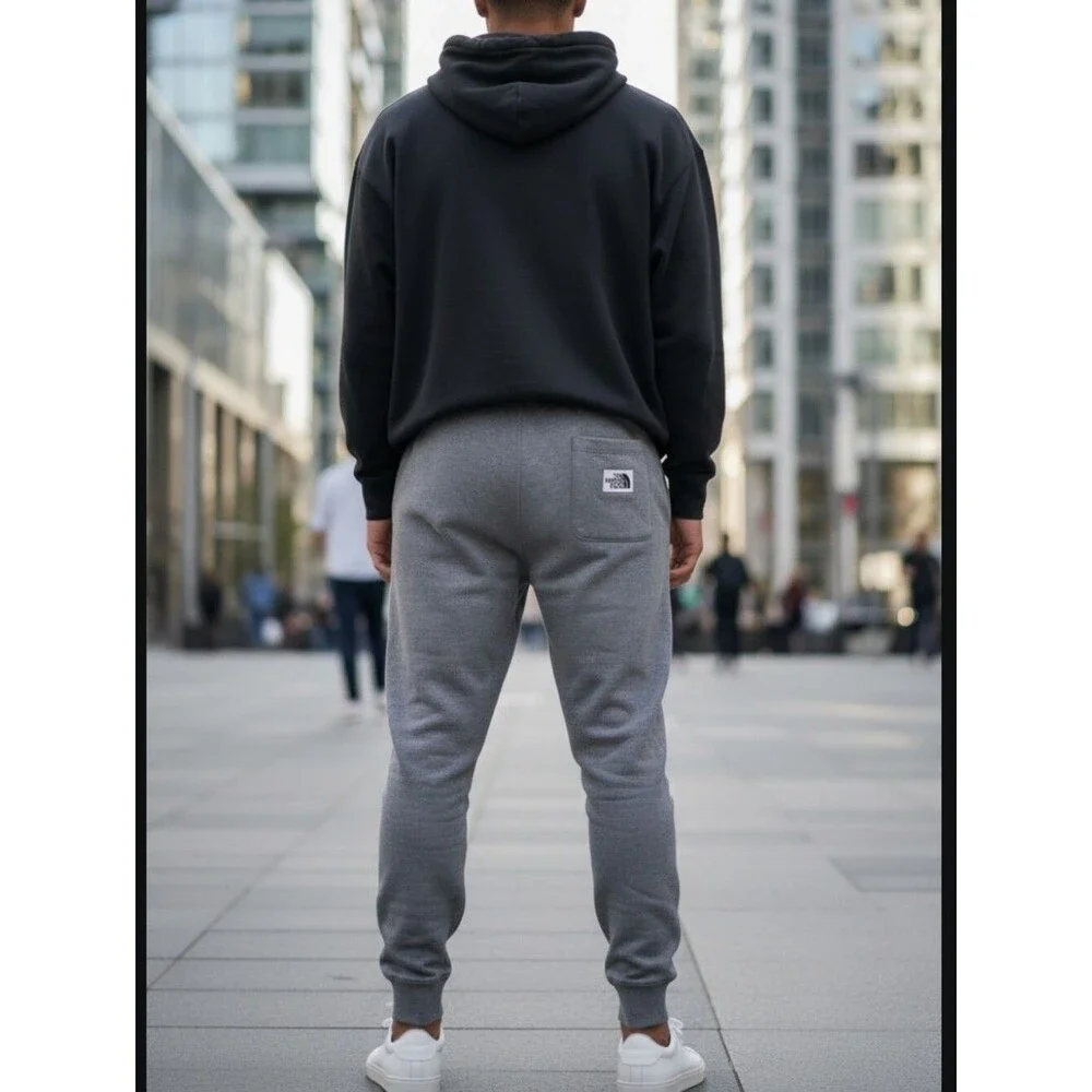 The North Face - Gray Men's Fleece Jogger Pants Drawstrings Pockets - Medium